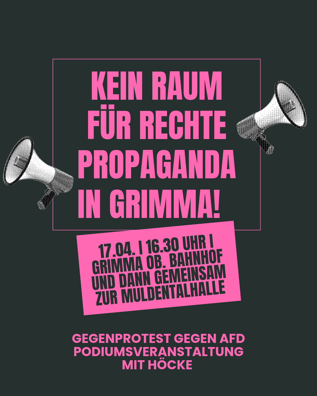 Aufruf zum Protest gegen die extreme Rechte in Grimma am 17.4.2026!